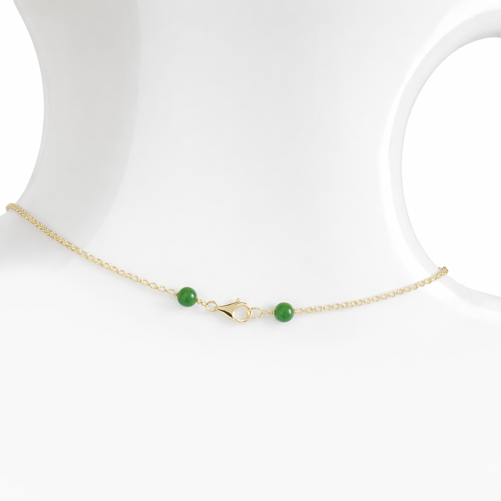 14k Green Jade Link & Drop Pendant Necklace