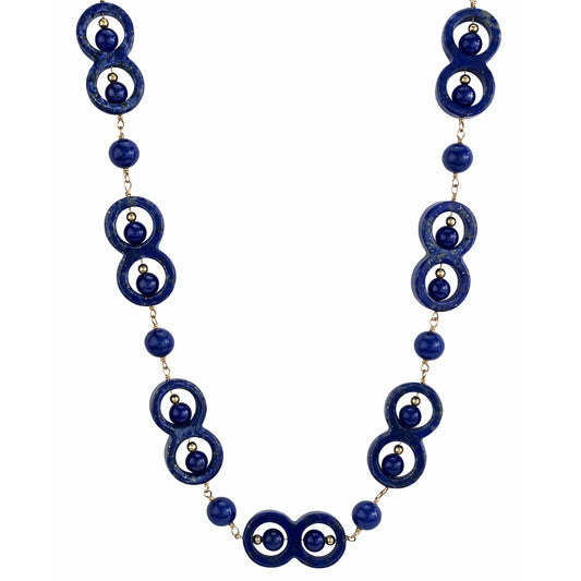14k Lapis Figure 8 with Spinning Bead Link Necklace