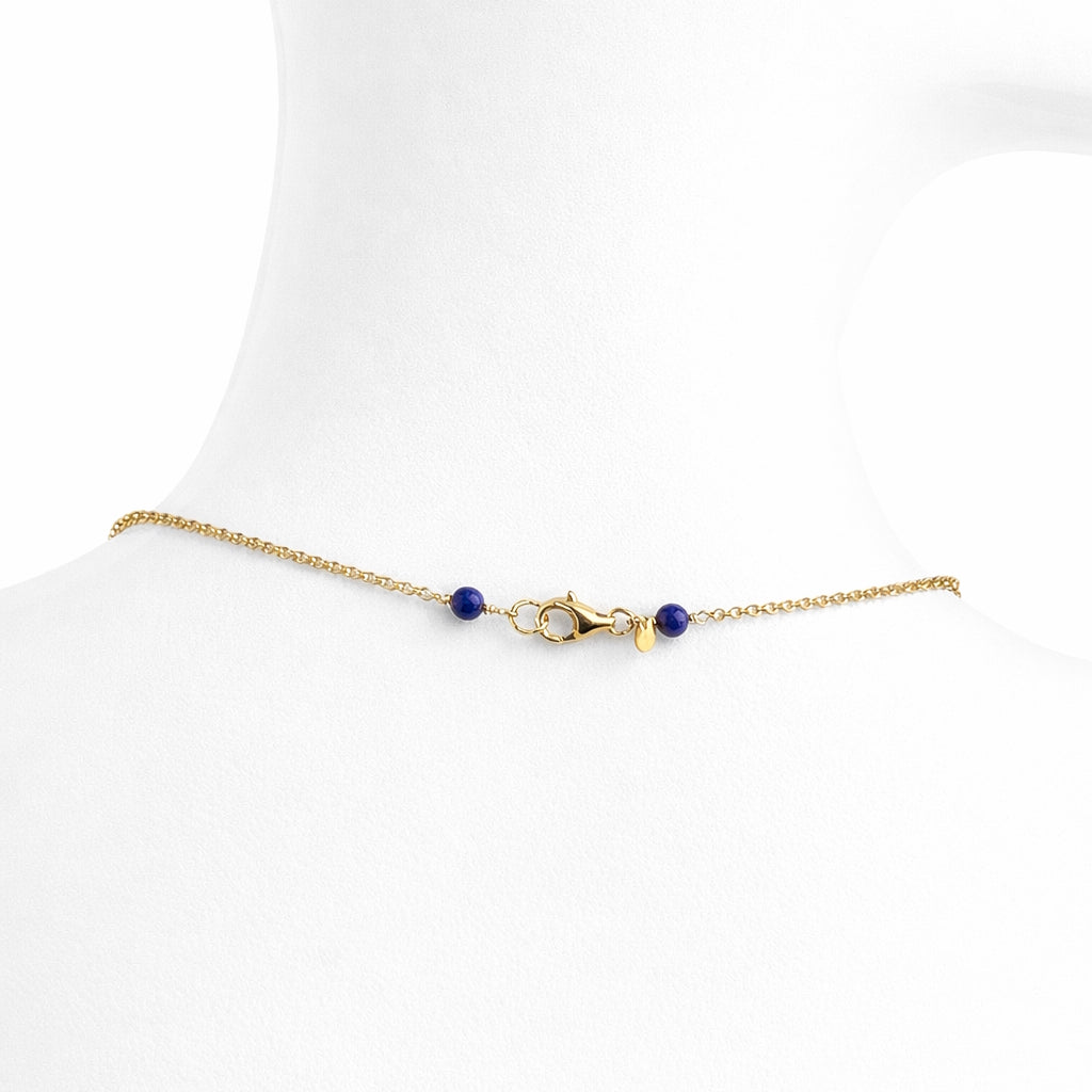 14k Lapis Gold Glitter Ball Station Link Necklace