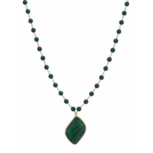 14k Malachite Link with Bezel Pendant Necklace