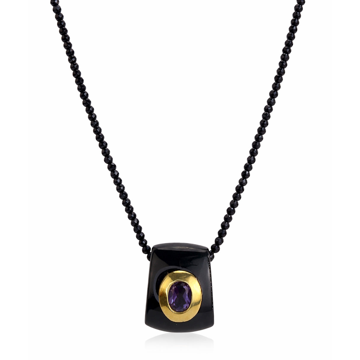 14k Pink Amethyst or Black Spinel Amethyst Slide Pendant Necklace