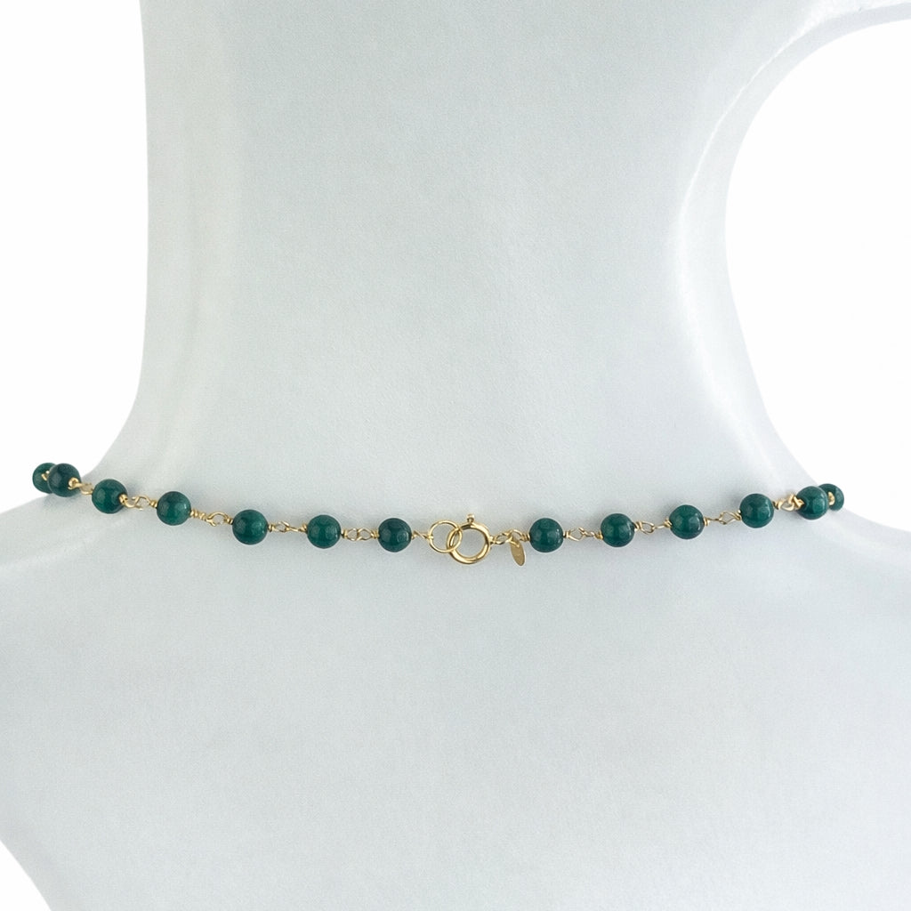 14k Malachite Link with Barrel Pendant Necklace