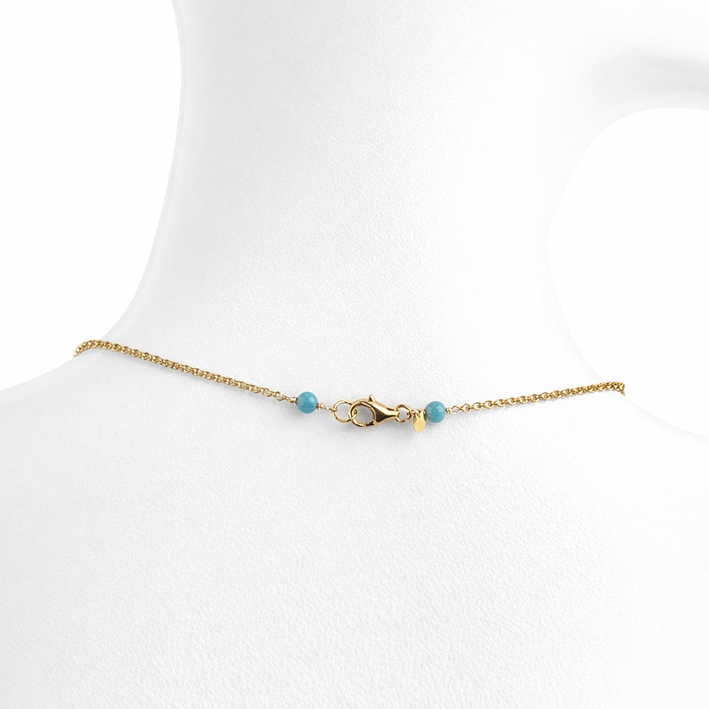 14k Turquoise Gold Glitter Ball Station Link Necklace