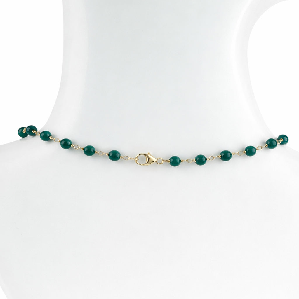 14k Malachite Link with Oval Pendant Necklace