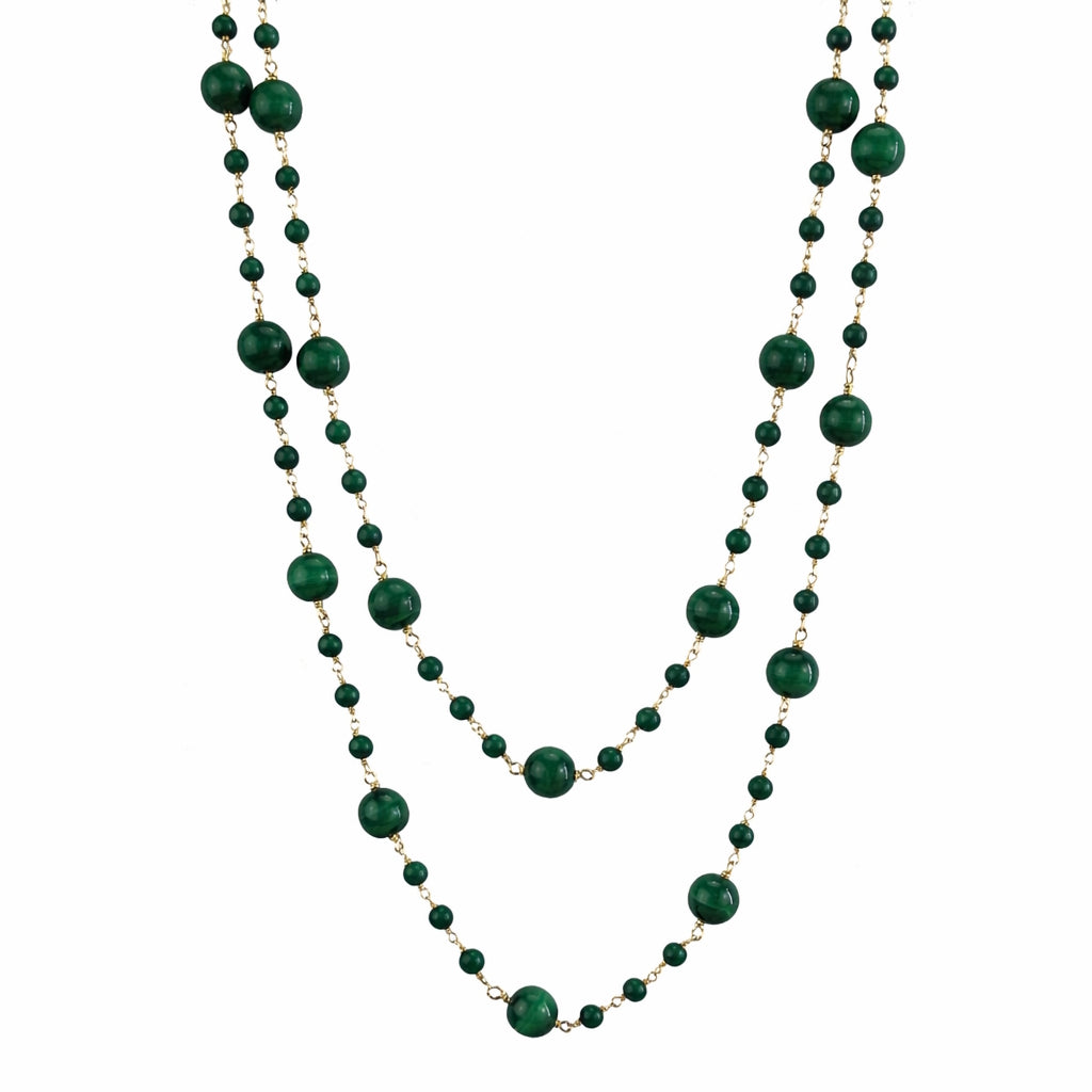 14k Malachite Link Station Necklace