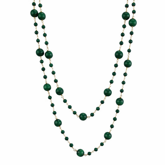 14k Malachite Link Station Necklace