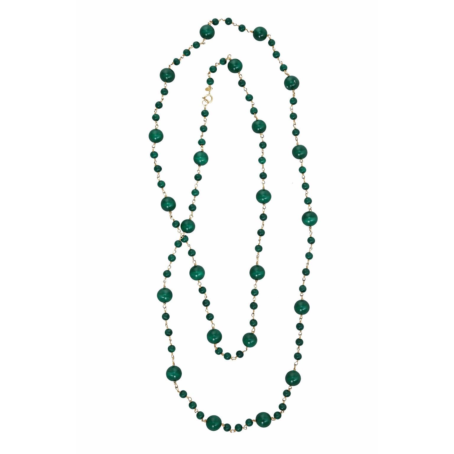 14k Malachite Link Station Necklace