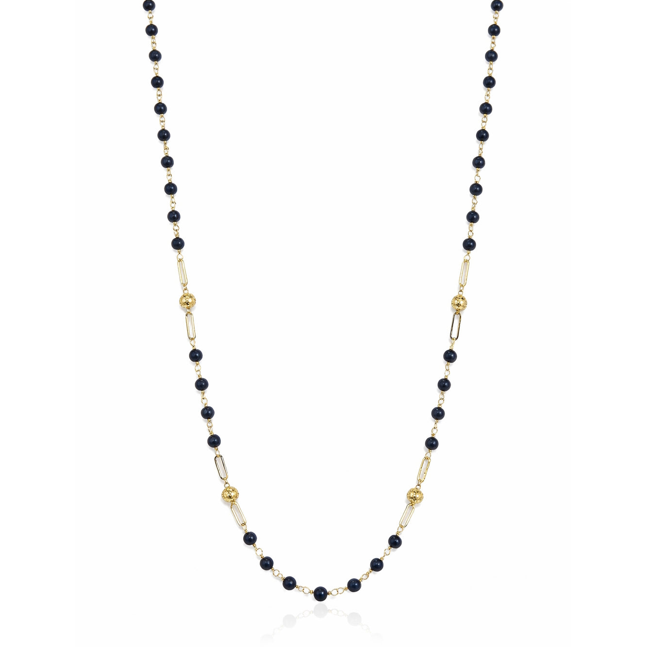 14k Gemstones 4 Gold Station Link Necklace