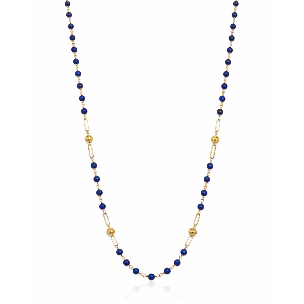 14k Gemstones 4 Gold Station Link Necklace