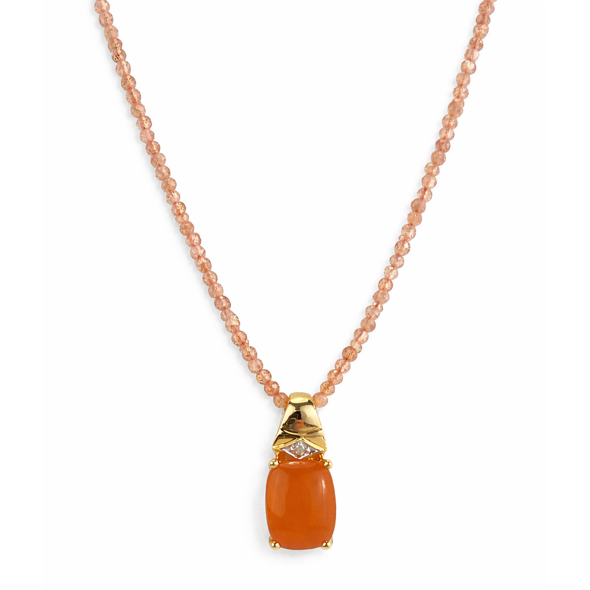 14k Gemstones Small Beads with Mix Pendant Necklace