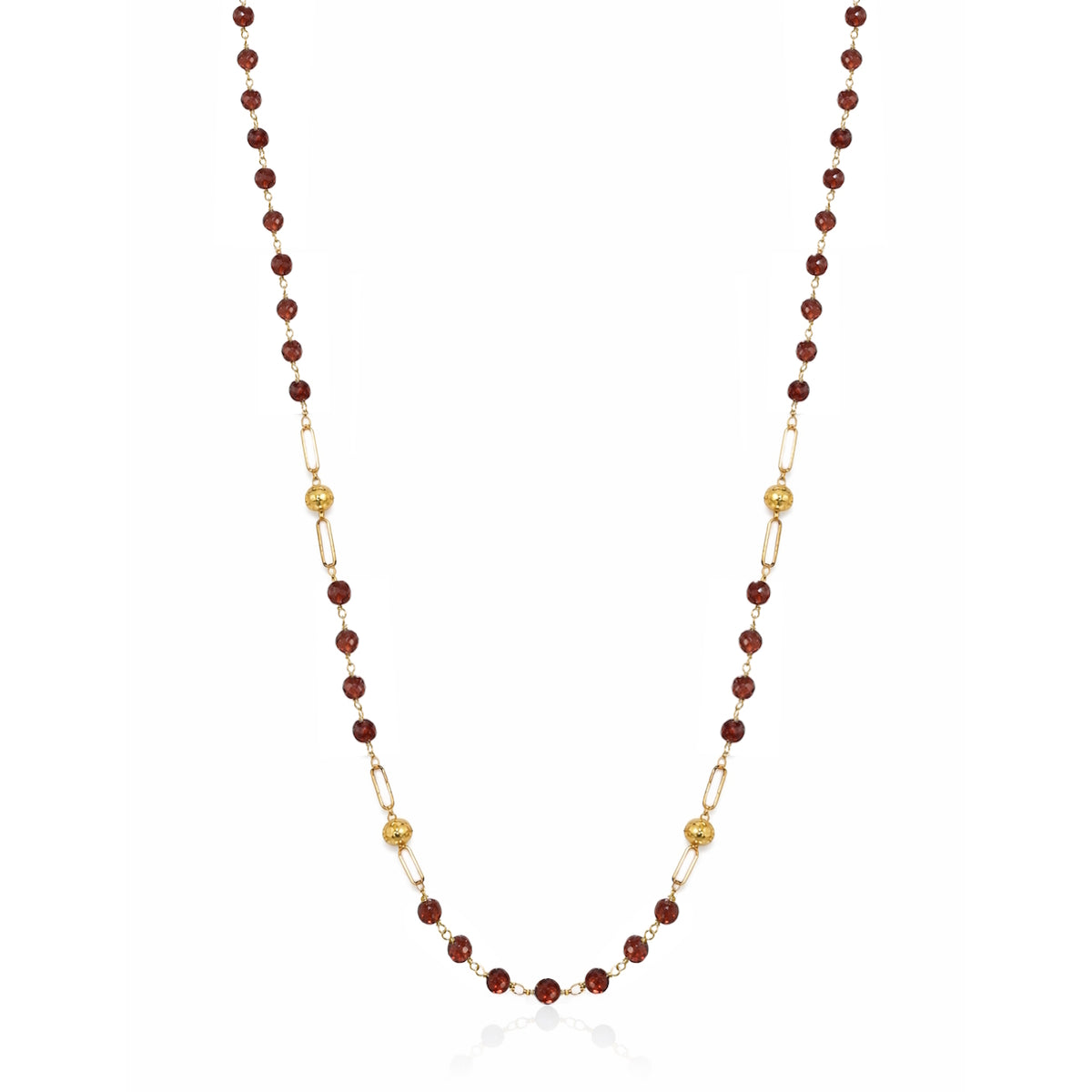 14k Gemstones 4 Gold Station Link Necklace
