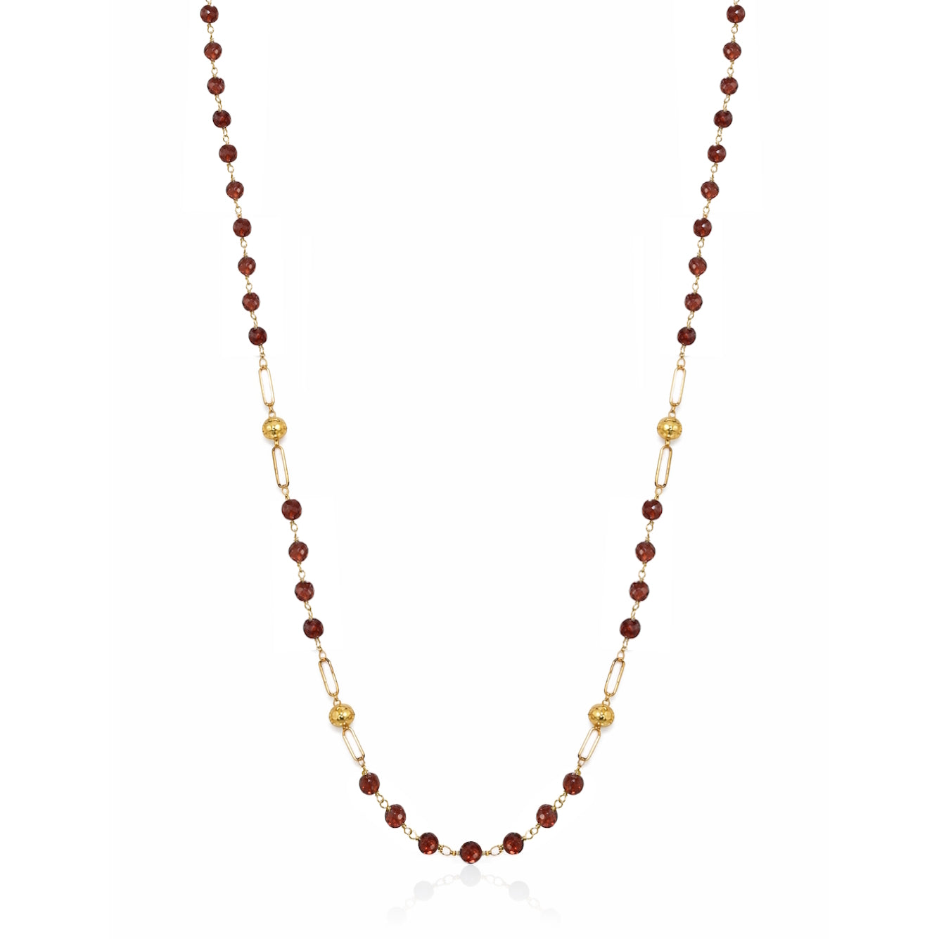 14k Black Onyx, Lapis, Garnet or Stabilized Turquoise 4 Gold Station Link Necklace
