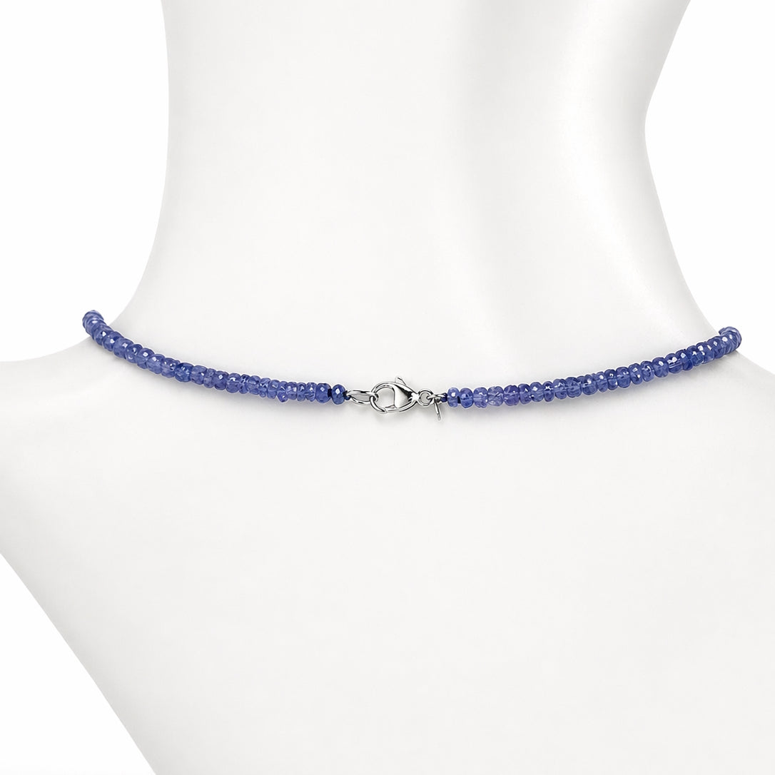 14k White Gold Tanzanite with Mother Child Cameo Oval Pendant Necklace