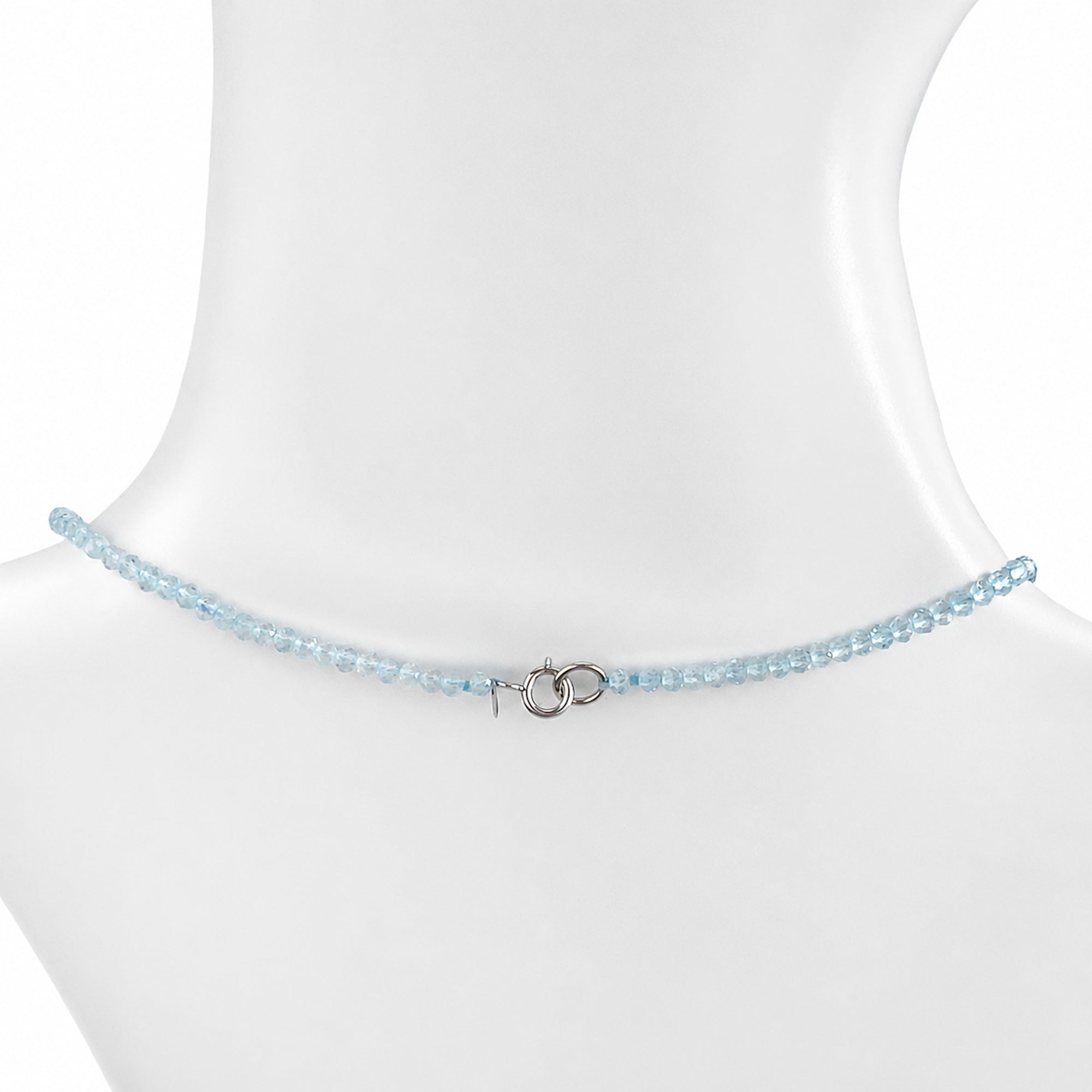14k White Gold Blue Topaz with London & Swiss Blue Topaz Diamond Pendant Necklace