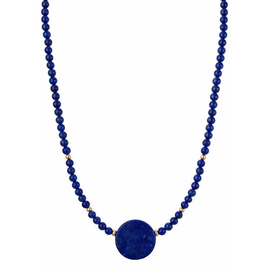 14k Lapis with Round Coin Center Necklace