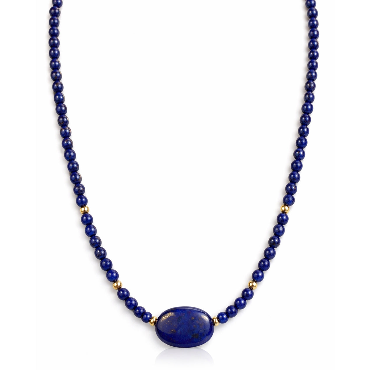 14k Lapis with Flat Oval Center Necklace