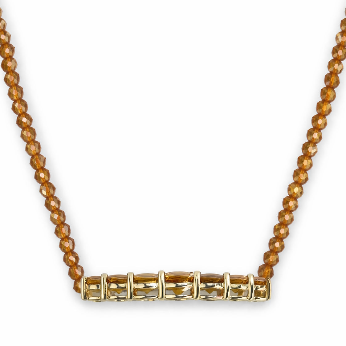 14k Garnet or Citrine Curved Bar Necklace