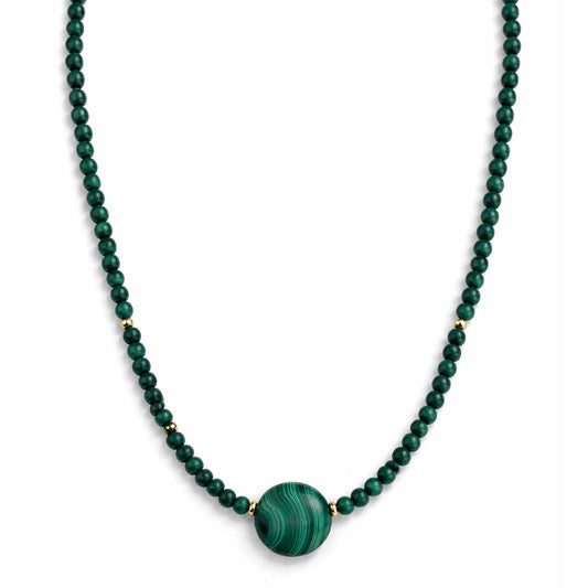 14k Malachite with Coin Center Necklace