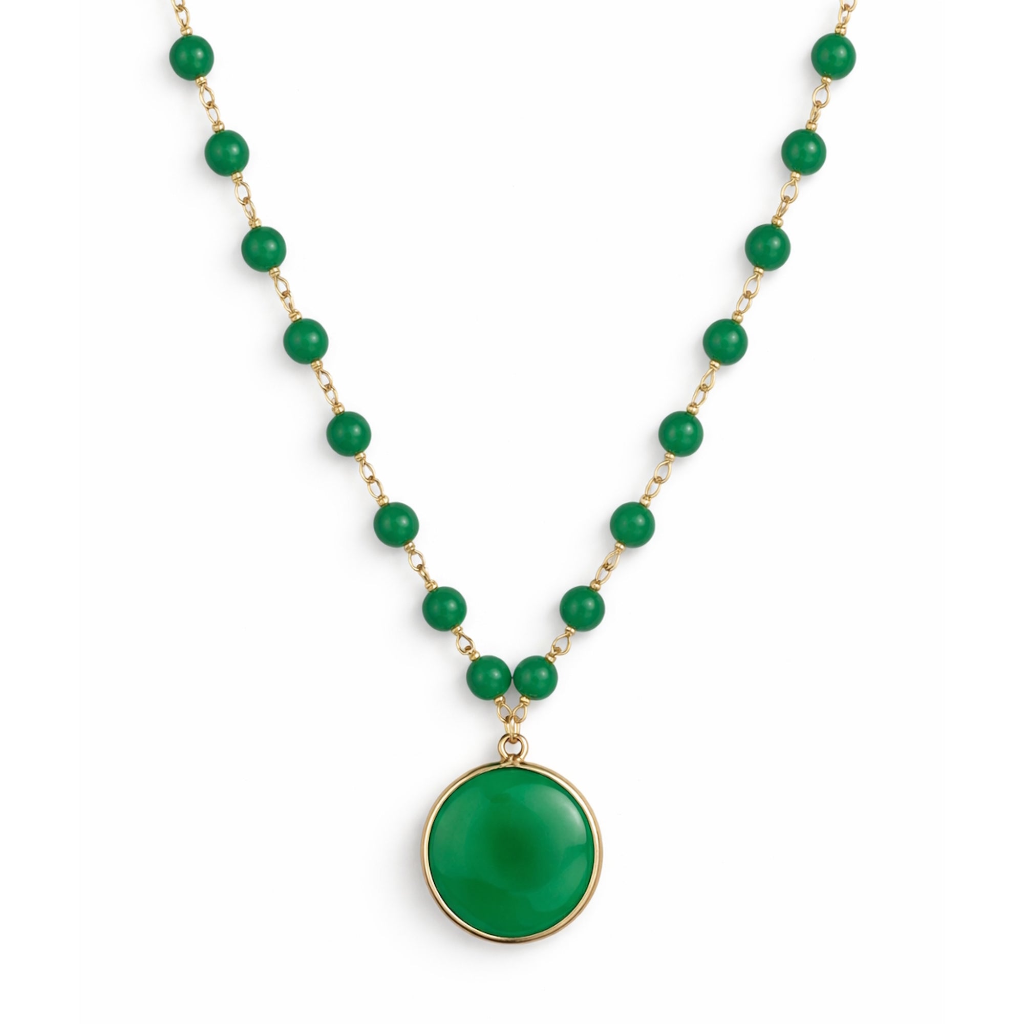 14k Jade Link with Round Pendant Necklace