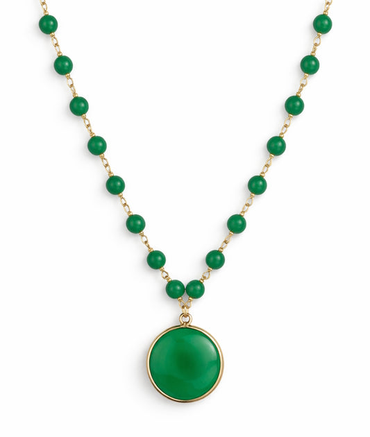 14k Jade Link with Round Pendant Necklace