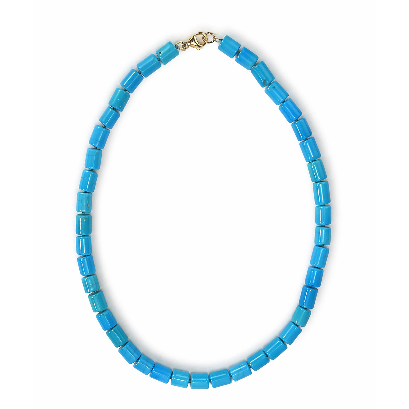 14k Turquoise Round Tube Knotted Necklace