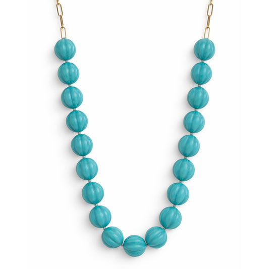 14k Turquoise Pumpkin Bead Knotted Paperclip Necklace