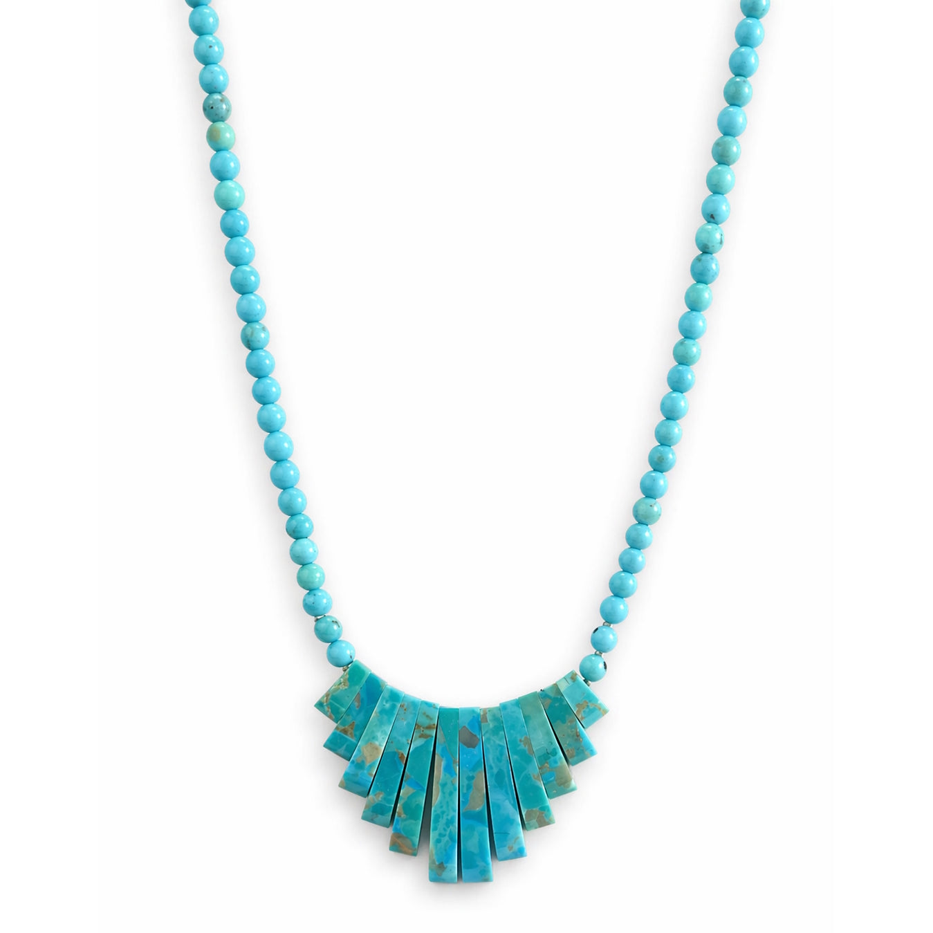 14k Turquoise Fan Necklace