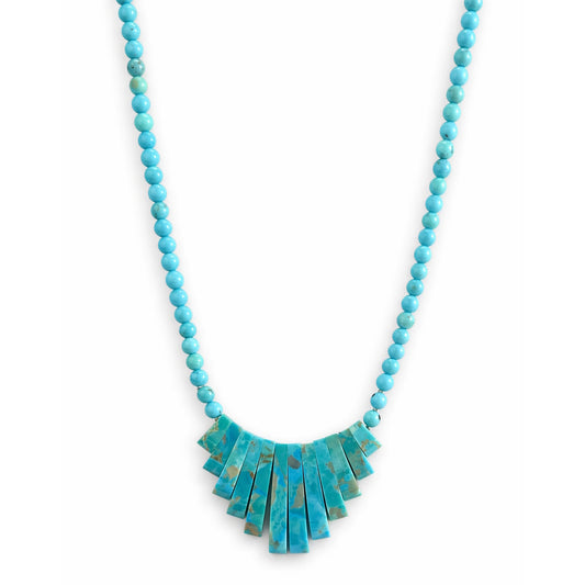 14k Turquoise Fan Necklace