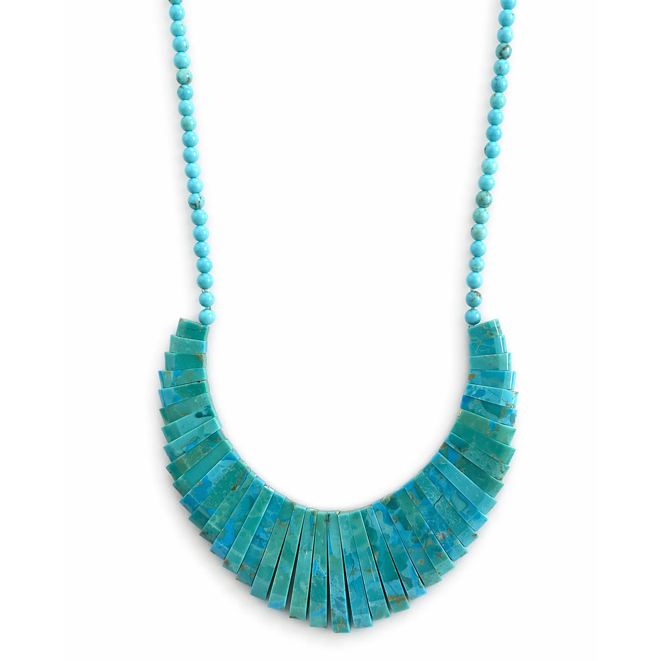 14k Turquoise Bib Fan Necklace