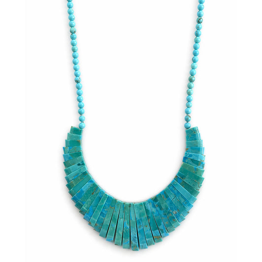 14k Turquoise Bib Fan Necklace