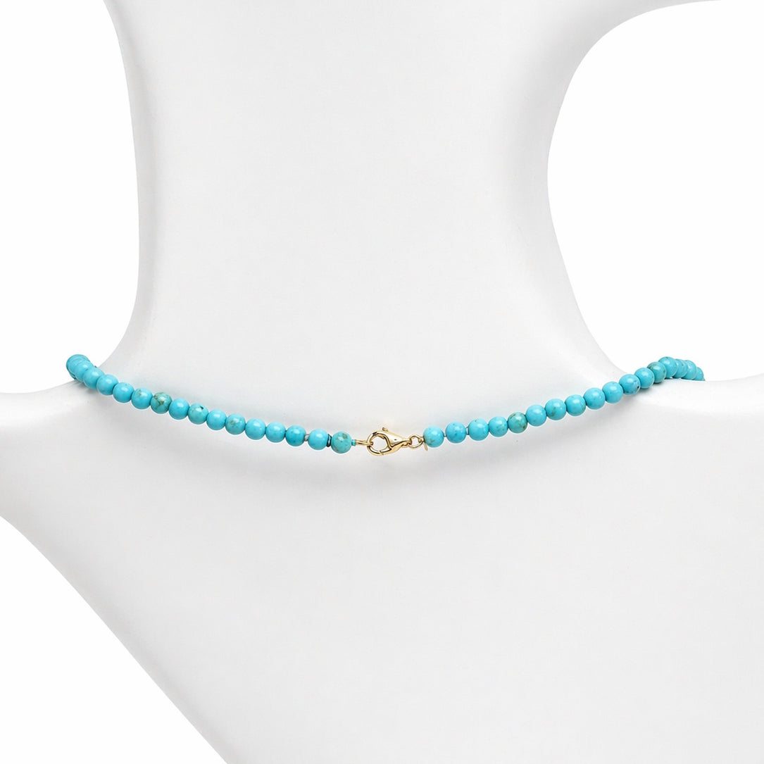14k Turquoise Bib Fan Necklace