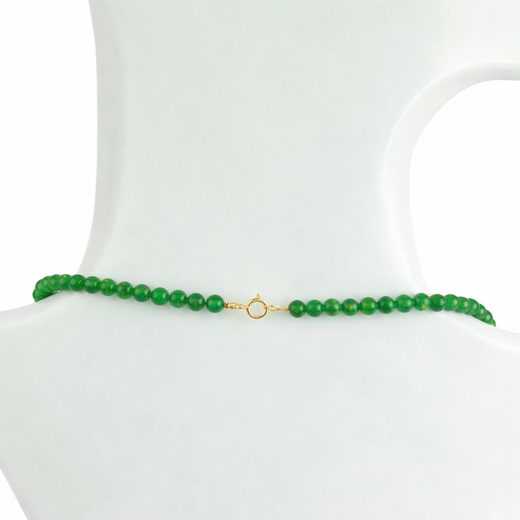14k Green Jade with Long Life Oval Pendant Necklace