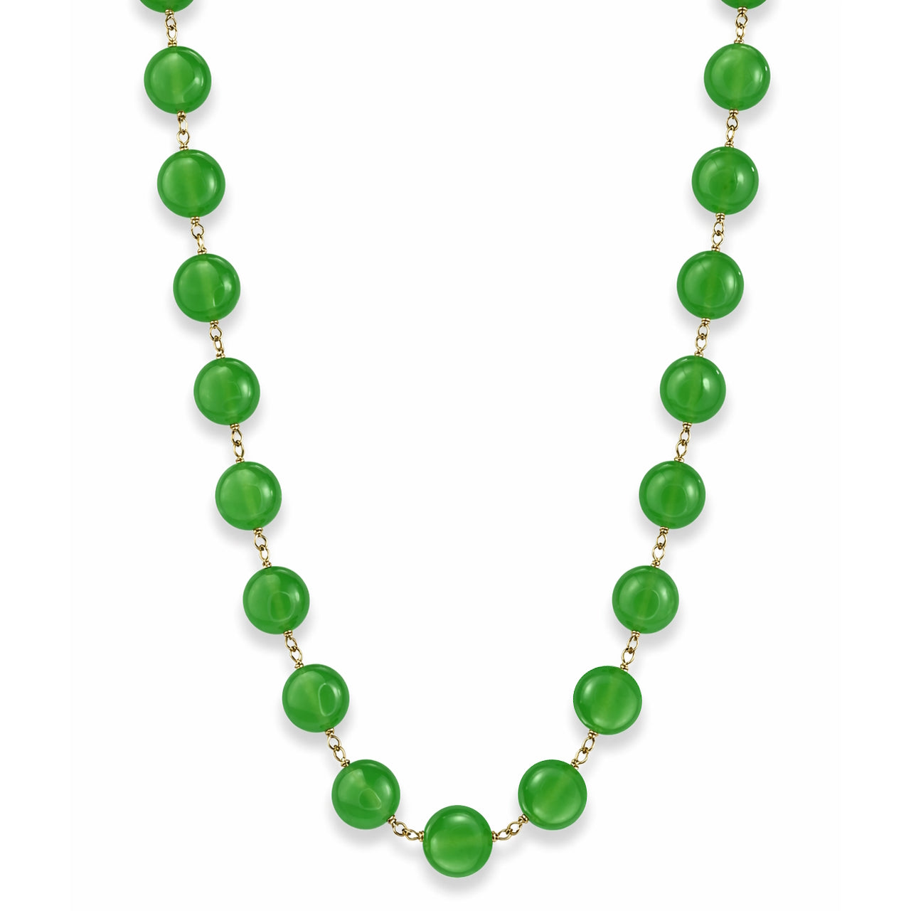 14k Green Jade Coin Link Necklace