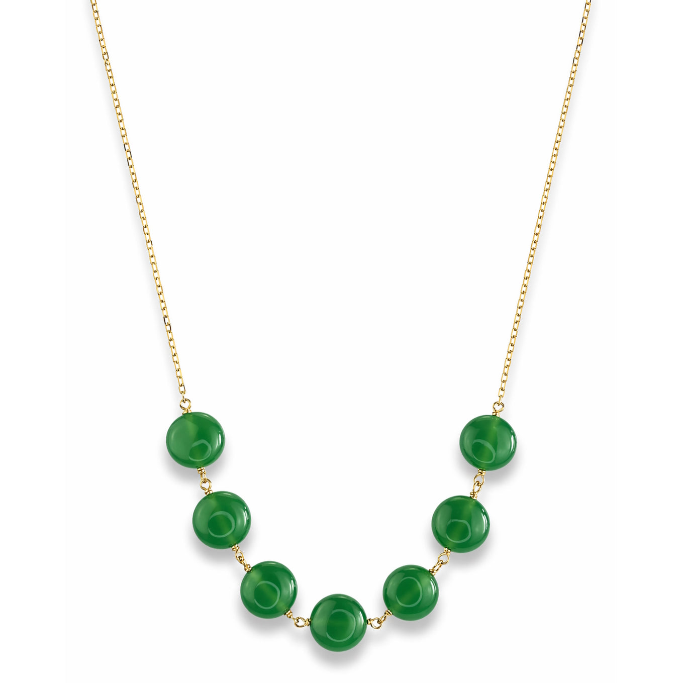 14k Green Jade Coin Link Center Necklace