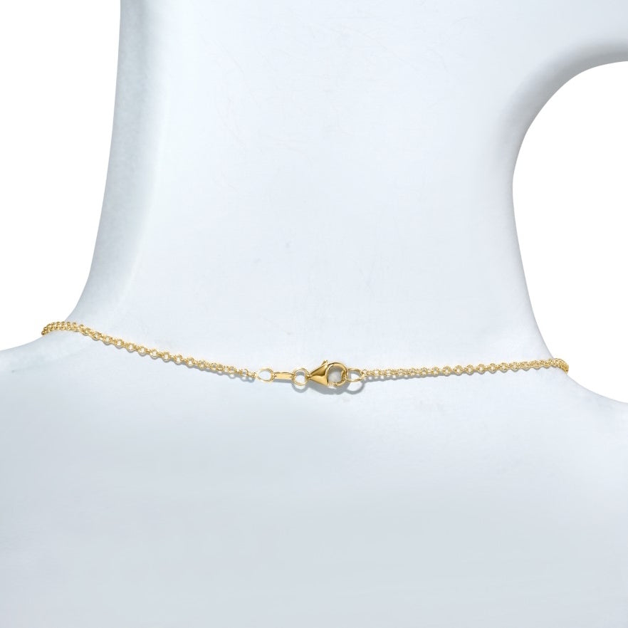 14k Green Jade Cushion Paperclip Center Necklace