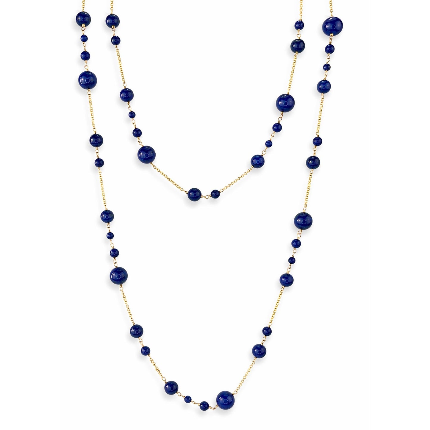 14k Lapis Station Link Necklace