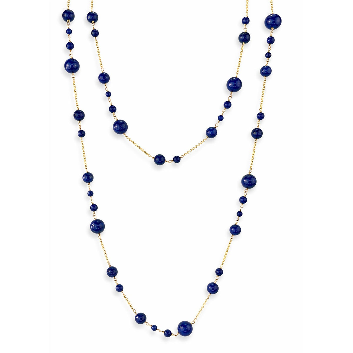 14k Lapis Station Link Necklace