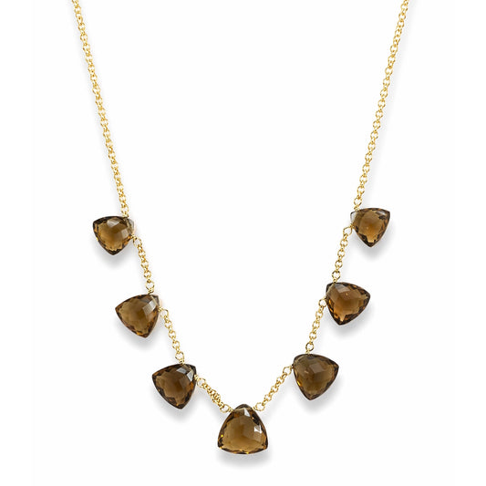 14k Champagne Quartz 7 Trillion Shape Center Necklace