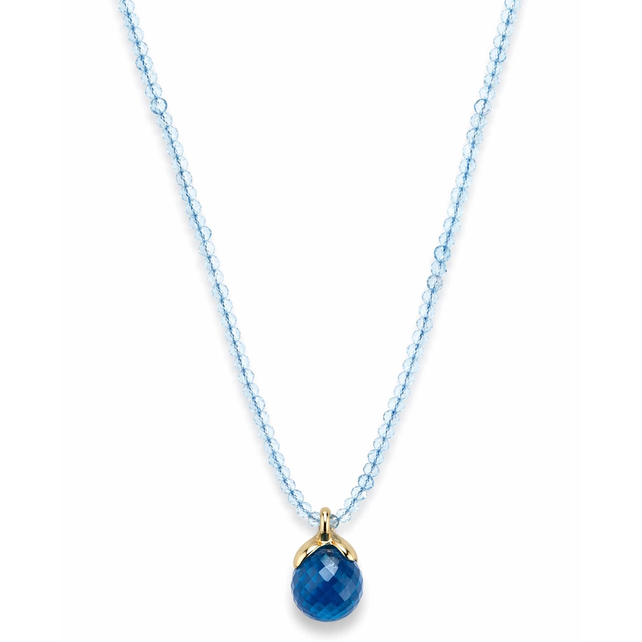 14k Gemstones Small Beads with Mix Pendant Necklace