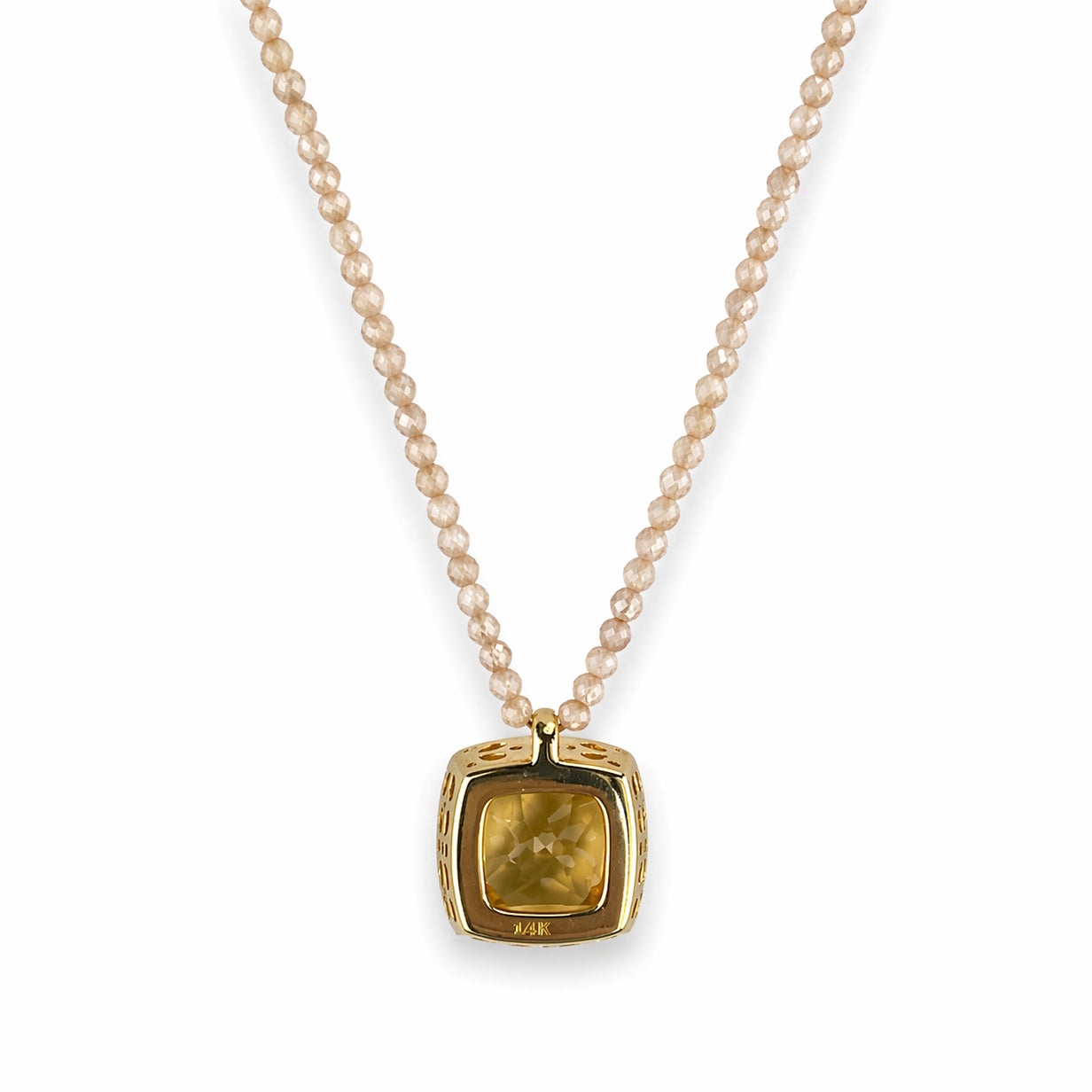 14k Brown Zircon with Yellow Beryl Pendant Necklace