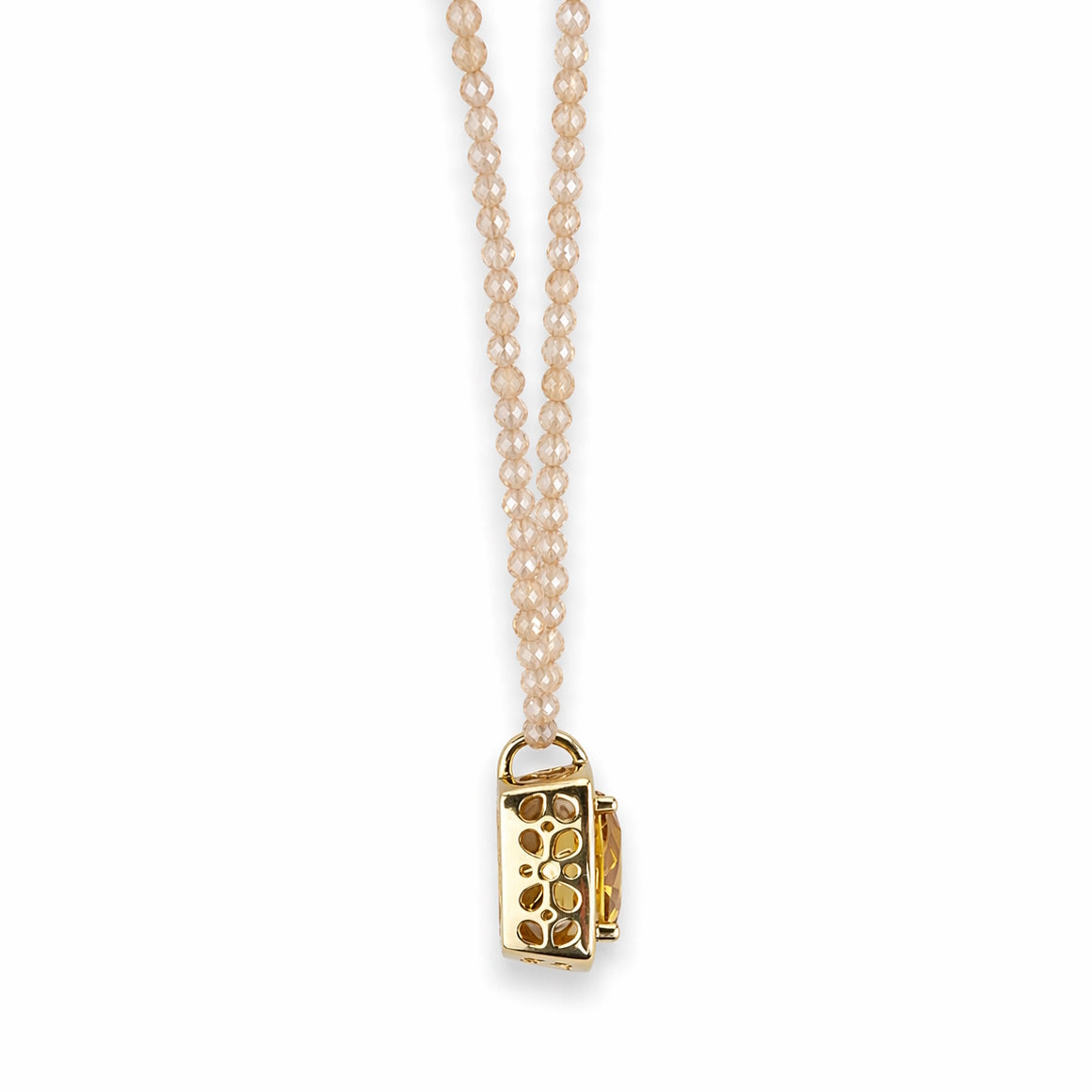14k Brown Zircon with Yellow Beryl Pendant Necklace