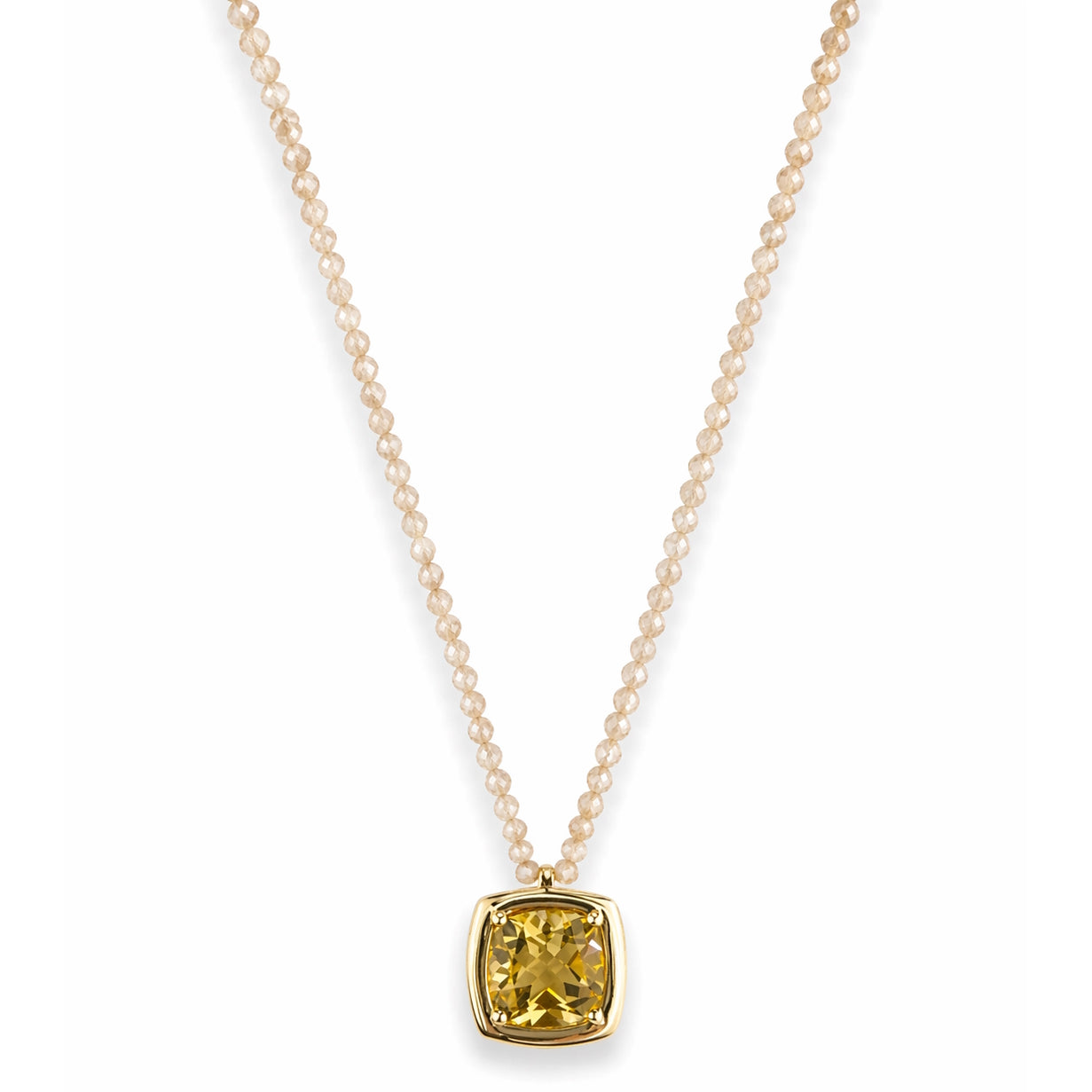 14k Brown Zircon with Yellow Beryl Pendant Necklace