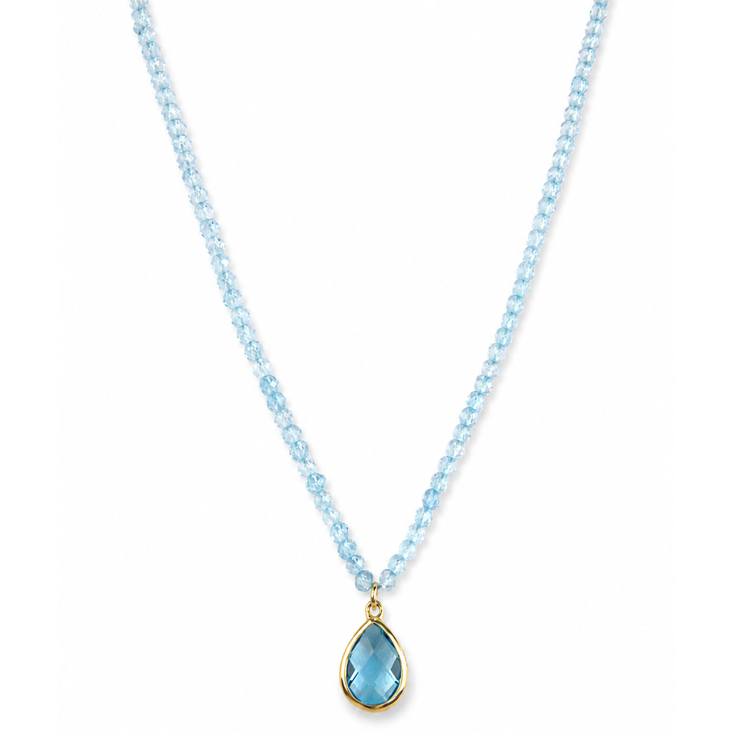 14k Gemstones Small Beads with Mix Pendant Necklace