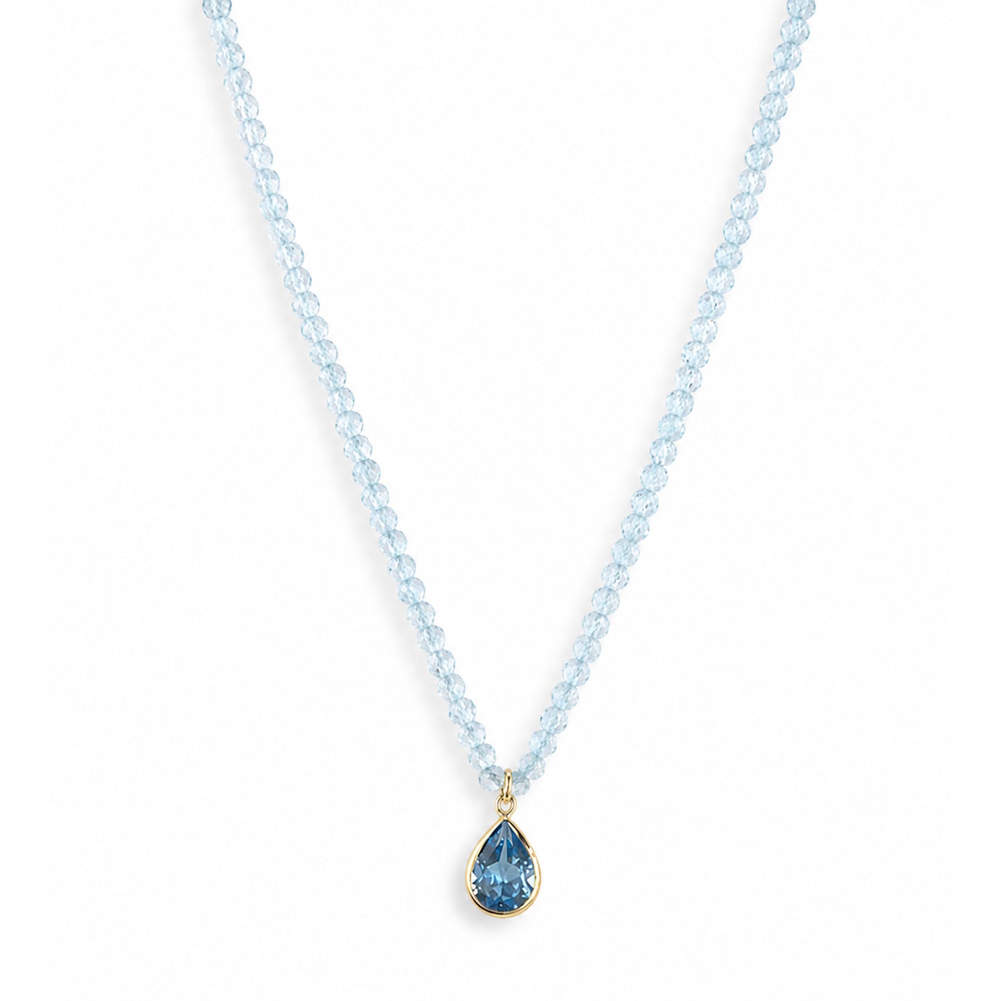 14k Gemstones Small Beads with Mix Pendant Necklace