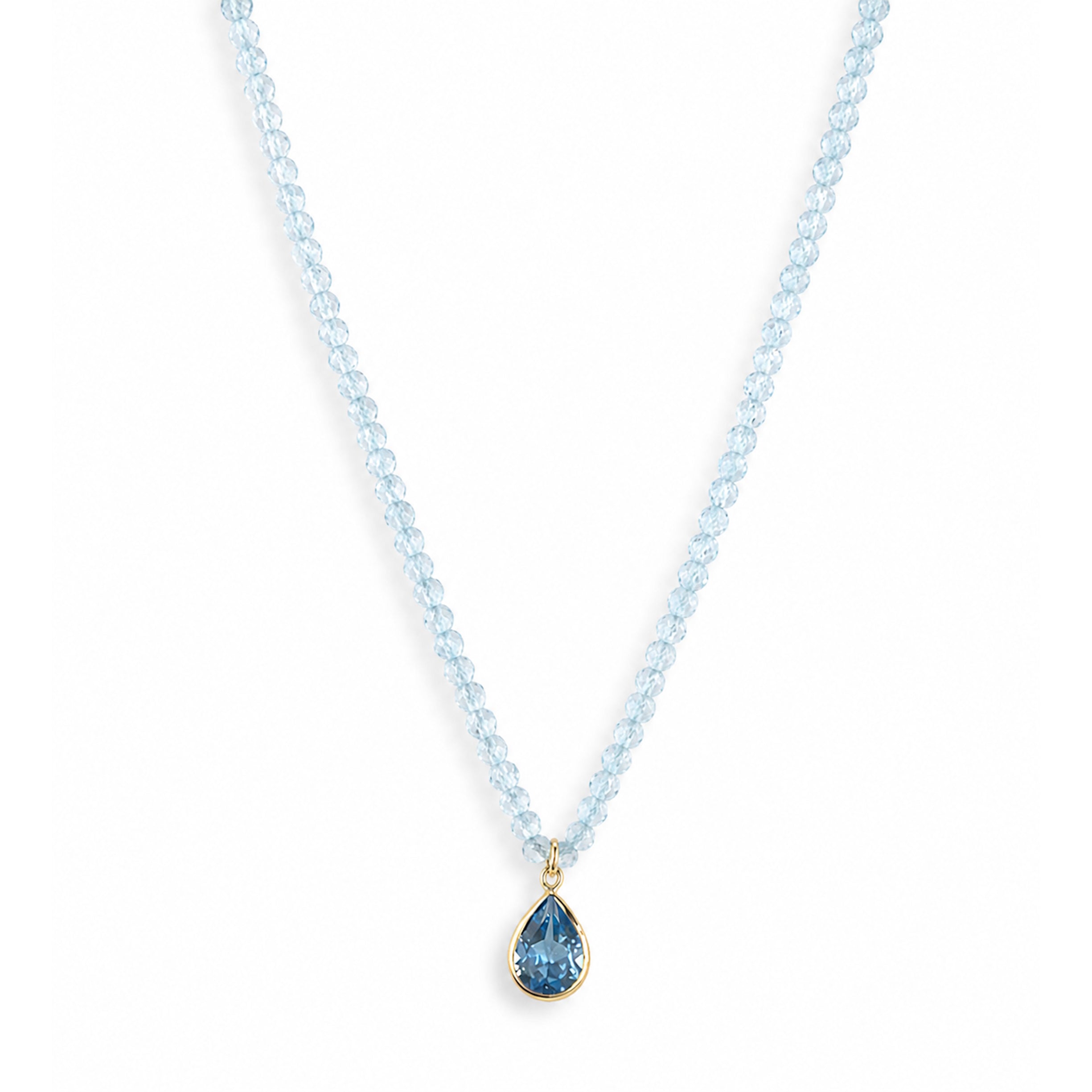 14k Gemstones Small Beads with Mix Pendant Necklace