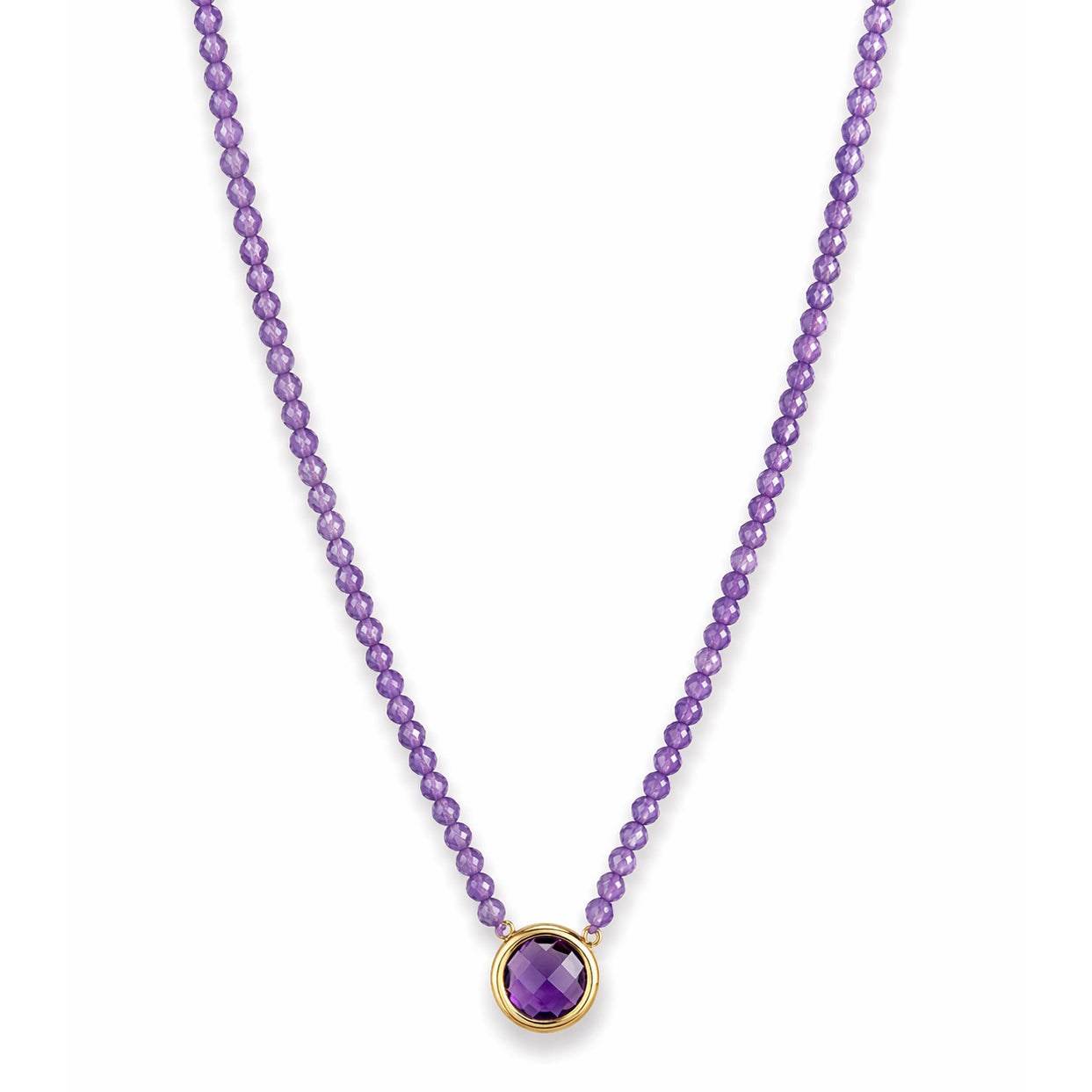 14k Gemstones Small Beads with Mix Pendant Necklace