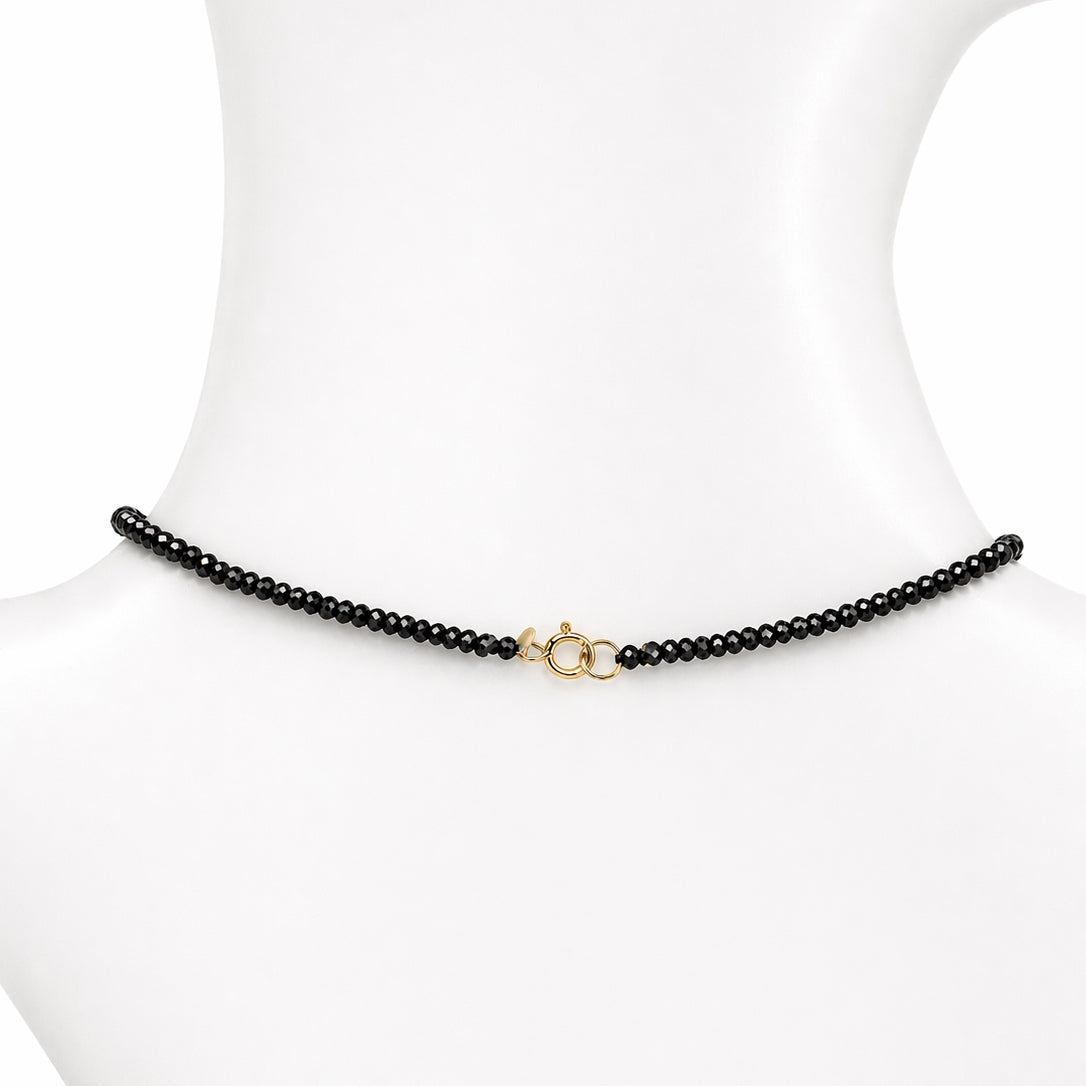 14k Black Spinel with Black Onyx Drop Pendant Necklace