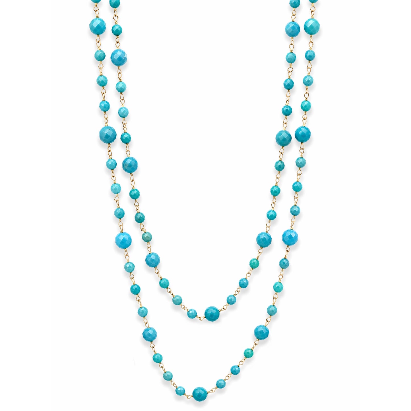 14k Turquoise Station Link Necklace