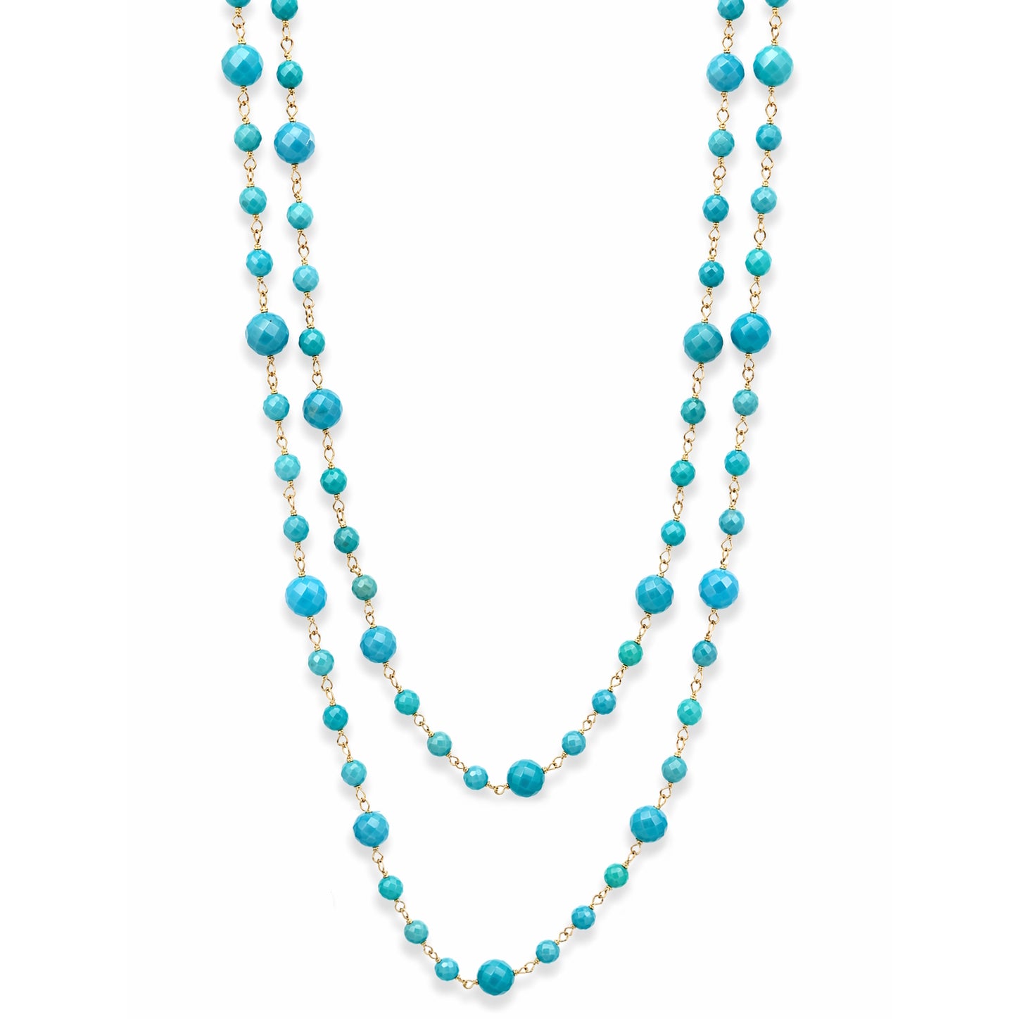 14k Turquoise Station Link Necklace