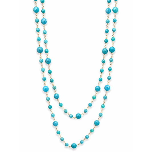 14k Turquoise Station Link Necklace